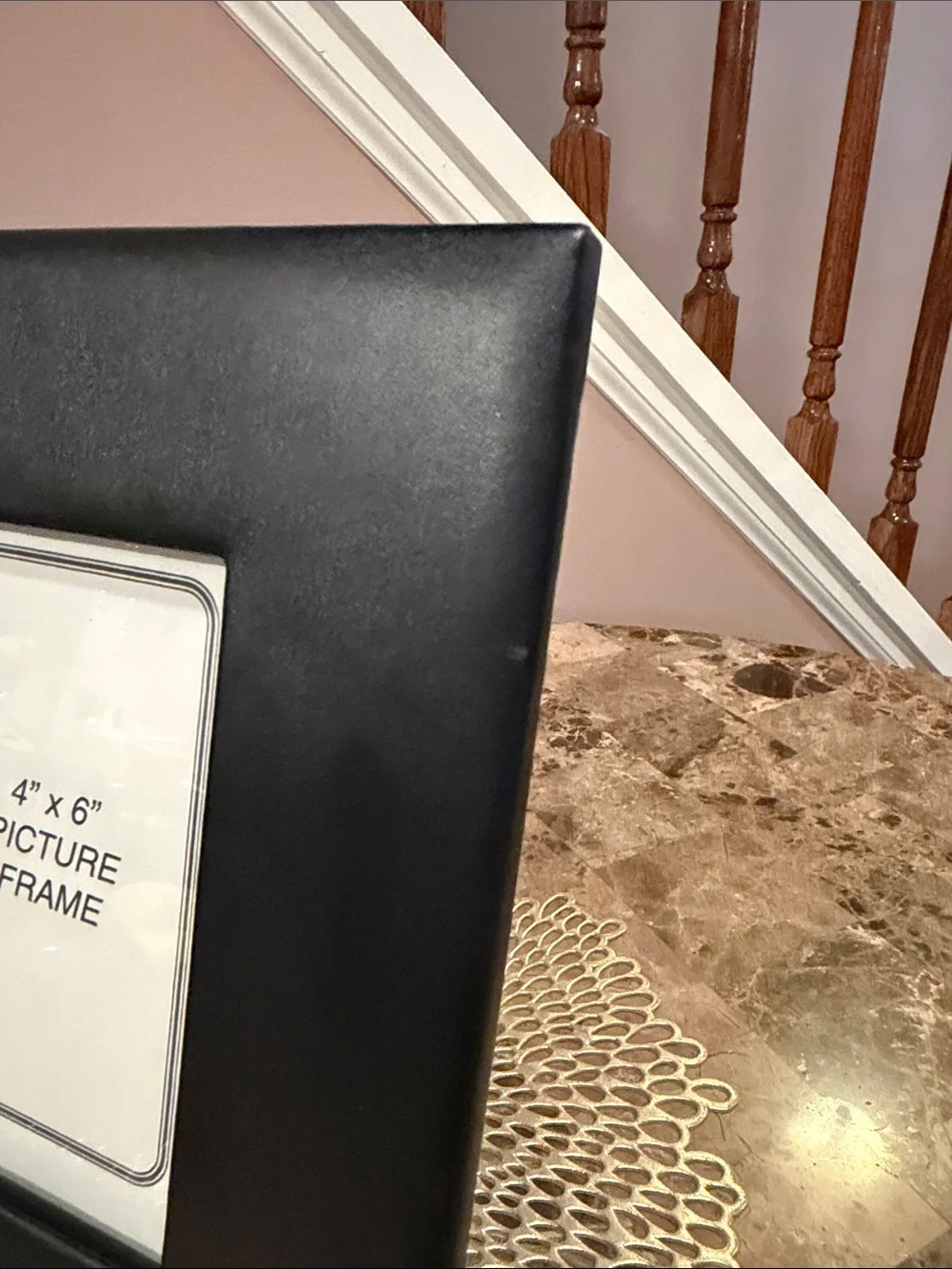 Black Leather 4x6 Picture Frame with White Stitching